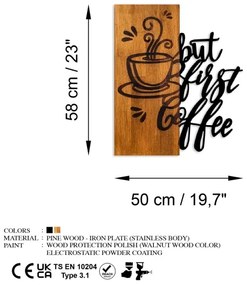 Nástenná dekorácia 50x58 cm káva drevo/kov