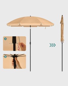 Slnečník SOLARA, Ø160cm, svetlá hnedá (taupe) SongmicsHome