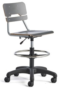 Stolička LEGERE, výškovo nastaviteľná, malé sedadlo, s kolieskami, V 530-720 mm, antracit