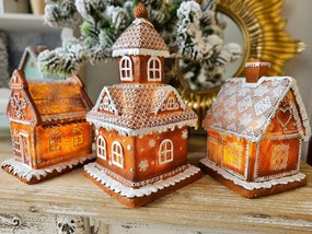 Vianočná perníková chalúpka s Led svetielkami Gingerbread House - 14*14*25cm/ 3*AAA