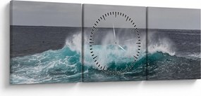 Obraz - Vlny v oceáne (s hodinami) (90x30 cm)