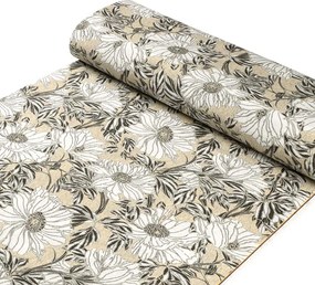 Biante Dekoračný obdĺžnikový obrus PML-089 Biele kvety na béžovom 140x220 cm