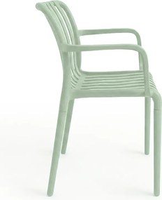 Plastová stolička TREGO s podrúčkami, zelená