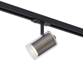 Moderný reflektor Gunmetal s čírym sklom pre koľajnicový systém 1-fázový - Iconic Lloyd