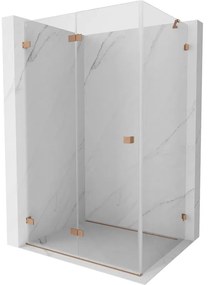 Mexen Lunar-F, 1-krídlový sprchový kút so skladacími dverami, ľavý, 75 x 70 cm, 8mm číre sklo, medený profil, 836-075-070-65-00-L