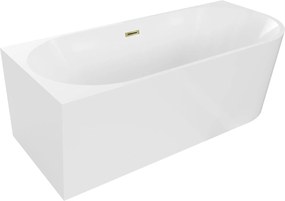 Mexen Mia 160x80cm Rohová Vaňa Ľavá Biela Zlatý Prepad Akrylát