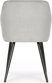 Sada šiestich jedálenských stoličiek ESTELLE zamatové, sivé / čierne nohy (6 ks)