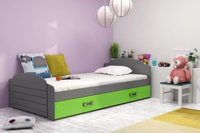 Interbeds Jednolôžková posteľ Lili2 Grafit pre teenagerov 200x90 s matracom a šuplíkom - zelená