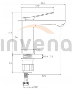 Invena Neri, umývadlová batéria, čierna matná, BU-01-004-L