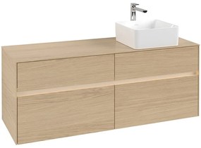 VILLEROY &amp; BOCH Collaro závesná skrinka pod umývadlo na dosku (umývadlo vpravo), 4 zásuvky, s LED osvetlením, 1400 x 500 x 548 mm, Nordic Oak, C047B0VJ