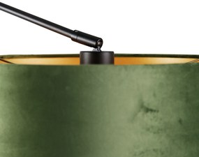 Nástenná lampa čierna so zeleným zamatovým tienidlom 35 cm nastaviteľná - Blitz