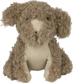 Hnedá kučeravá dverná zarážka pes Dog - 21*22*25 cm