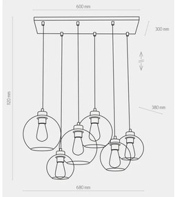 Luster na lanku CUBUS 6xE27/60W/230V čierna