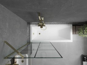 Mexen Next, vaňová zástena 1-krídlová 80 x 150 cm, fixné krídlo, 6 mm číre sklo s čiernym vzorom, zlatý profil, 895-080-000-00-77-50