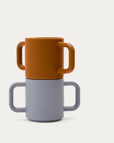 Modré/oranžové silikónové detské hrnčeky v súprave 2 ks Lili – Kave Home