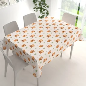 Biante Detský bavlnený obdĺžnikový obrus Sandra SA-616 Sovičky na vetvičkách na bielom 140x220 cm