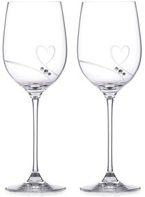 Diamante poháre na biele víno Romance s kamienkami Swarovski 330ml 2KS
