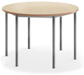 Stôl SONITUS, kruh, Ø 1200x760 mm, linoleum - béžová, strieborná