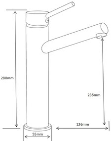 Mexen ERI - Vysoká umývadlová batéria, čierna, 74210-70