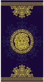 Veľká obojstranná plážová osuška Zeus - tmavomodrá - 100% egyptská bavlna - 90×165 cm