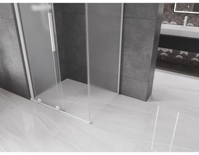 Mexen Velar, sprchový kút s posuvnými dverami 90 x 70 cm, 8mm sklo námraza, biela matná, 871-090-070-31-20