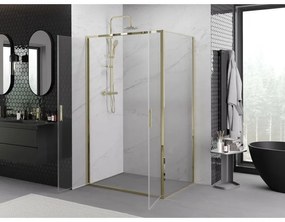Mexen Exo, výklopný sprchový kút 90 x 95 cm, číre sklo, zlatá, 814-090-095-50-00