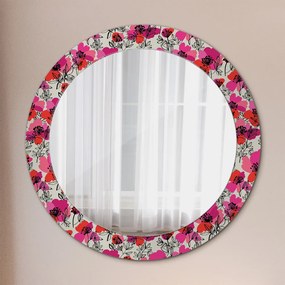 Okrúhle ozdobné zrkadlo Ružové maky fi 70 cm