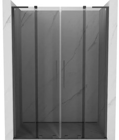 Mexen Velar L Duo, posuvné sprchové dvere do otvoru 140 cm, 8mm šedé sklo, grafit brúsený, 871-140-003-42-66