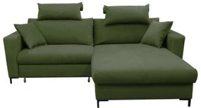 Rozkladacia rohová sedacia súprava s úložným priestorom do tvaru L HORTA pravá zelená
