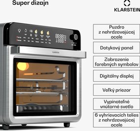 Klarstein AirGlaze Digital teplovzdušná fritéza, 2200 W, 19 programov, vrátane príslušenstva, ktoré možno umývať v umývačke riadu
