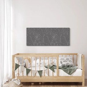 Obraz - Šedé palmové listy (120x50 cm)