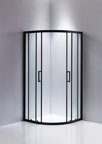 BPS-koupelny Štvrťkruhový sprchový kút HYD-RK01B 90x90 čierna/transparent - bez vaničky
