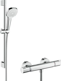 Hansgrohe Raindance Select E sprchový systém na stěnu s termostatickou batériou biela/chróm 27 081 400