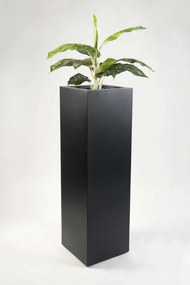 Hranatý kvetináč BLOCK, výška 100 cm, materiál MDF, čierny mat