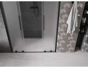 Mexen Velar Duo, posuvné sprchové dvere do otvoru 160 cm, 8mm sklo námraza, čierna matná, 871-160-000-32-70