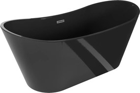 Mexen Montana voľne stojaca vaňa 170 x 80 cm, čierna, prepad gun gray brúse