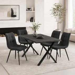 Jedálenský stôl 180x90 cm HT-F4318 GREY sivý dub / čierne nohy