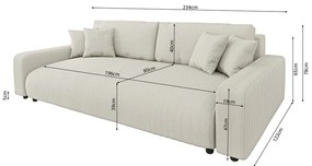 Krémová menčestrová rozkladacia/s úložným priestorom pohovka 234 cm Sara – Ropez
