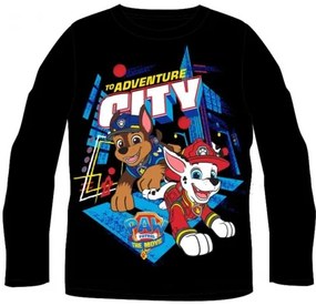 E plus M - Chlapčenské bavlnené tričko s dlhým rukávom Tlapková patrola Paw Patrol - čierne 110