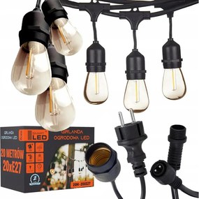 LED vonkajší dekoratívny svetelný reťazec 20xE27/1W/230V 20,94 m IP44 čierna