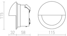RED - Design Rendl - R10558 - LED Vonkajšie vstavané svietidlo ASTERIA LED/3W/230V IP54
