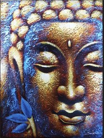 Obraz Budhu - Zlatá tvár a lotosový kvet 60x80cm