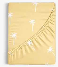 Goldea bavlnená napínacia plachta - palmy na žltej 80 x 200 cm