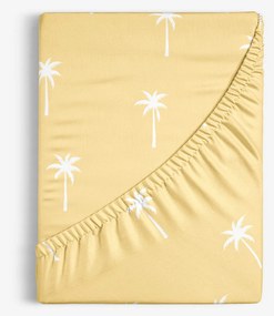Goldea bavlnená napínacia plachta - palmy na žltej 90 x 200 cm