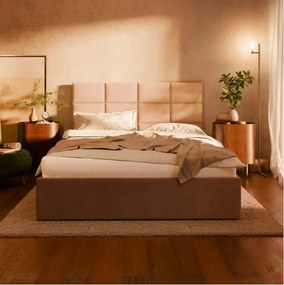 Manželská posteľ YORK Velvet 160×200 cm hnedá