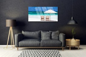 Obraz na akrylátovom skle Pláž dáždnik krajina 100x50 cm
