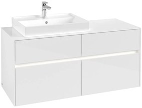 VILLEROY &amp; BOCH Collaro závesná skrinka pod umývadlo na dosku (umývadlo vľavo), 4 zásuvky, s LED osvetlením, 1200 x 500 x 548 mm, Glossy White, C082B0DH
