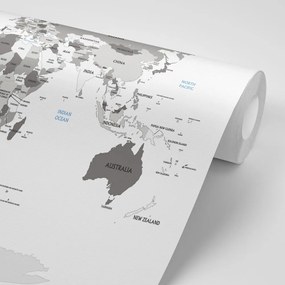 Samolepiaca tapeta čiernobiela mapa s modrým kontrastom - 375x250