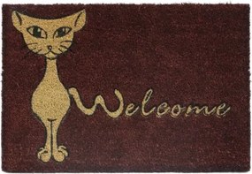Rohožka Welcome s kočkou 40x60 cm, bordó%