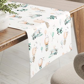 Biante Detský bavlnený behúň na stôl Sandra SA-457 Líšky v lietadielkach na bielom 35x120 cm
